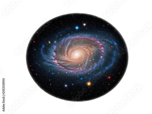 Spiral galaxy with stars and stardust in space transparent background