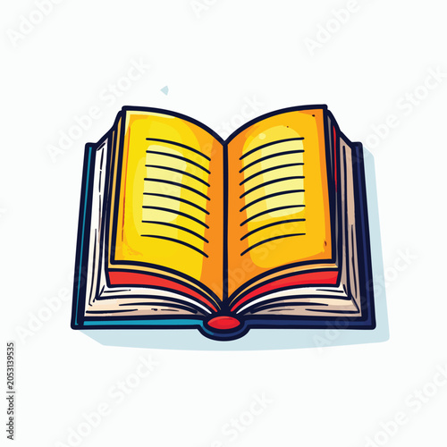 Illustration of an Open Book with Yellow Pages.