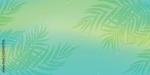 Tropical summer background with tropical palm leaf decoration. Creative design for summer with minimalist leaf shadow effect. Vector illustration EPS. 5