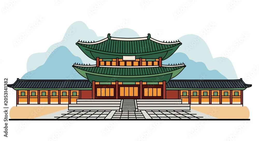 Fototapeta premium Traditional Korean Palace Architecture, Gyeongbokgung Palace, Seoul
