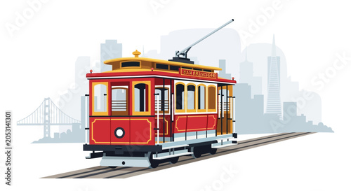 San Francisco Cable Car Illustration - Iconic City Transport