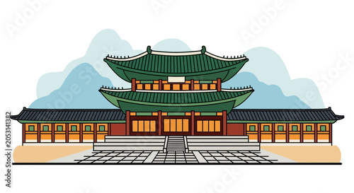 Bild auf Leinwand Traditional Korean Palace Architecture, Gyeongbokgung Palace, Seoul
