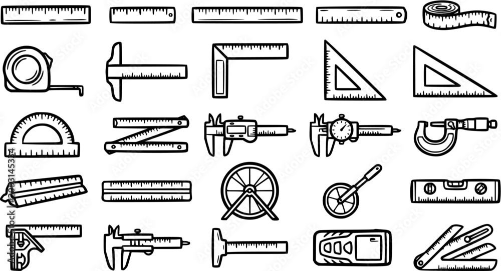 Εκτύπωση καμβά Outline Icons of Measurement Tools and Instruments