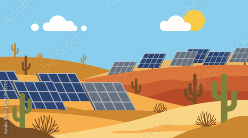 Foto Desert Solar Farm Panels Arid Landscape