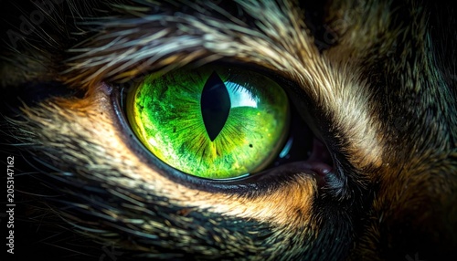 Close-up of a cats green eye.