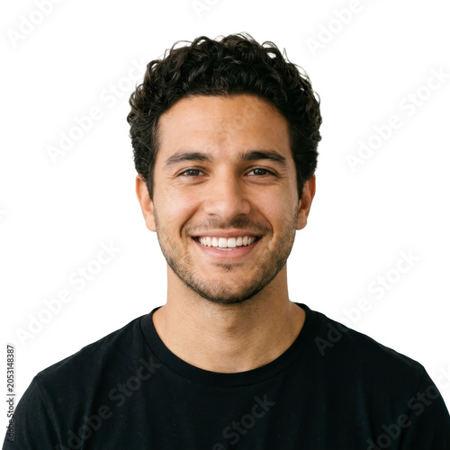 Smiling Latino man portrait on a transparent background PNG image
