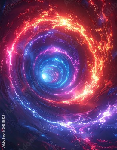 Vibrant swirling cosmic nebula with bright center.