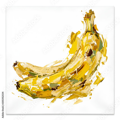 Abstract Artistic Illustration of Bananas in Yellow Tones.