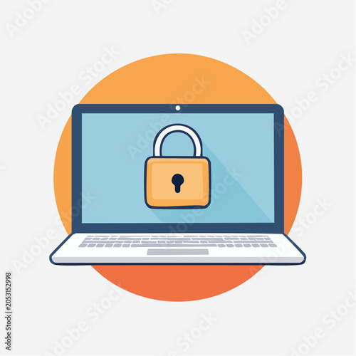 Laptop with a padlock icon on screen, symbolizing security