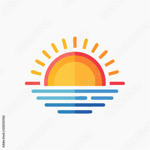Stylized Sunrise Over Water Icon