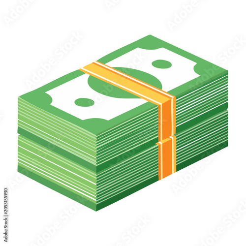 Isometric illustration of a stack of dollar banknotes