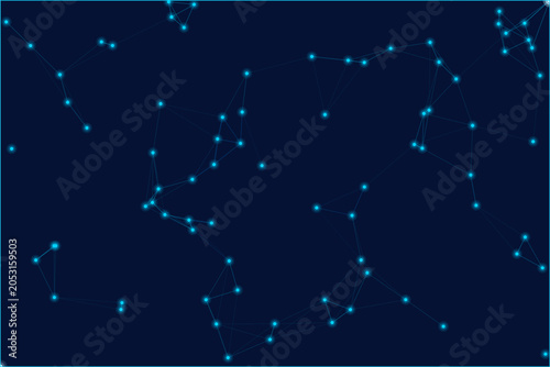 Abstract network of glowing blue nodes and lines against a dark background
