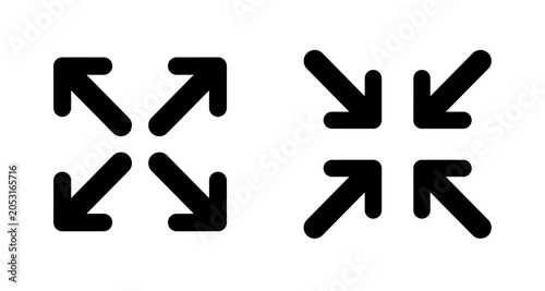 Canvas Print Expand and Collapse Arrow Icons Set Minimal Vector Symbols