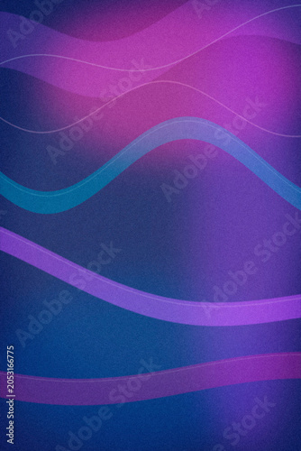Tableau sur toile Layered purple and indigo ribbons with a teal glow undulate across a dark background, conveying momentum and making striking visuals for ads