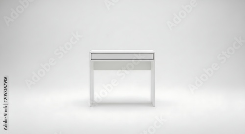 Modern white writing desk furniture on clean studio background