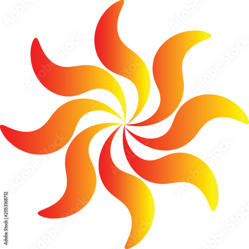 Vibrant abstract flameshaped design with gradient colors