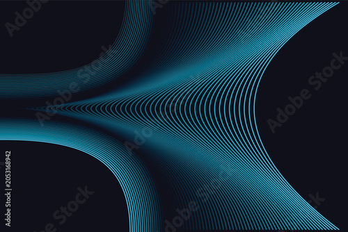 Abstract Futuristic Dark Background with Dynamic Blue Flowing Lines