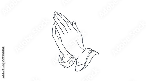 Obraz na płótnie Line Art Praying Hands Icon