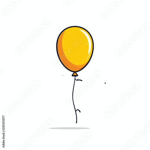 A Simple Hand Drawn Yellow Balloon Illustration.