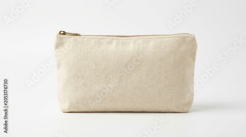 Blank cosmetic pouch mockup isolated on white background product design
