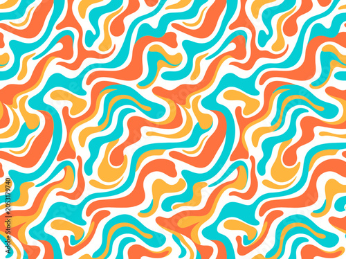 Abstract retro wavy seamless pattern in 70s style