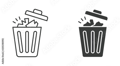 Schilderij op canvas Trash can icon, garbage spilling out symbol for waste management vector design
