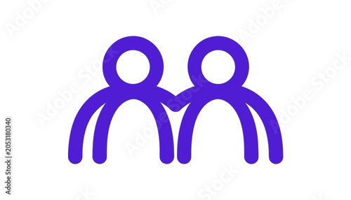 Two abstract purple figures holding hands, symbolizing friendship, unity, connection