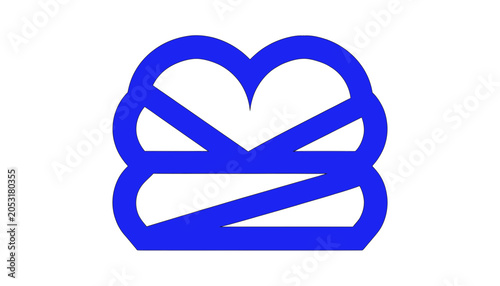 Abstract Blue Heart Shape Logo Design, Minimalist Symbol, Isolated on White