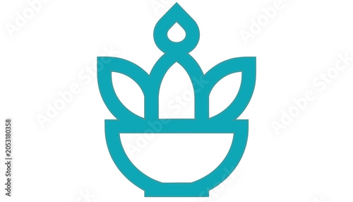 Abstract Teal Flower Lamp Logo Icon, Symbol, Vector Art