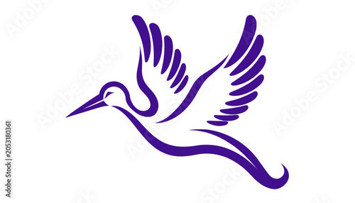 Abstract Purple Hummingbird Logo Design