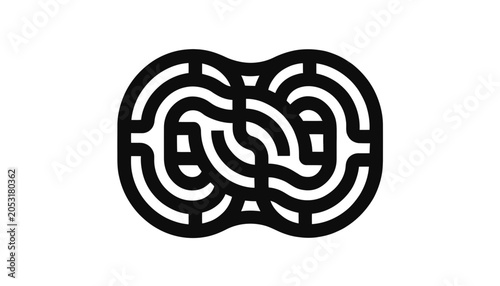 Abstract Infinity Loop Symbol, Black and White Geometric Design