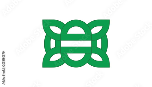 Green Celtic Knot Symbol on White Background