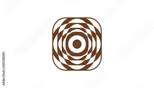 Abstract Geometric Pattern, Concentric Circles, Brown and White Design, Modern Art