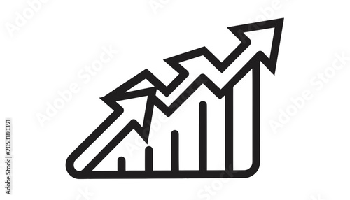 Business Growth Chart Icon with Upward Arrows