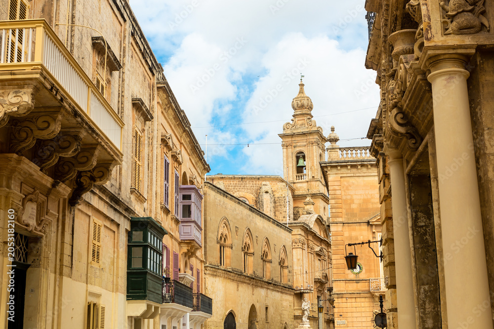 Fototapeta premium Malta, old castle Mdina cathedral city. Europe.