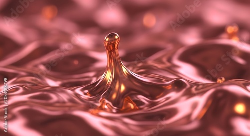 Close-up of liquid splash with metallic copper tones
