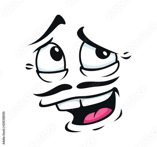 Tableau sur toile Shy face with timid smile and expression or bashful emotion with funny mustaches