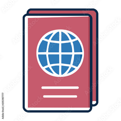 Red passport icon with globe design