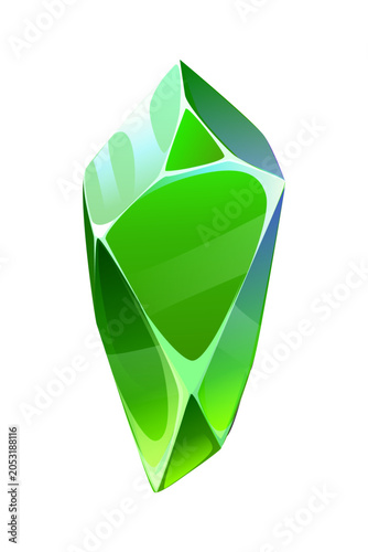 Schilderij op canvas Cartoon Halloween shiny green crystal gemstone or magic gem, vector icon