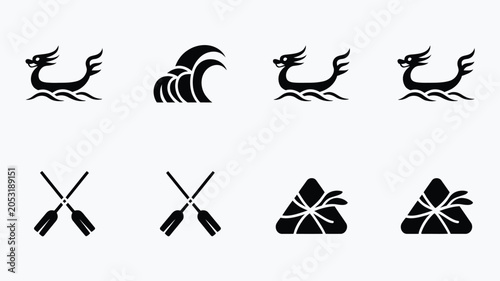 Εκτύπωση καμβά Dragon boat race elements such as boats waves paddles and sticky rice dumplings