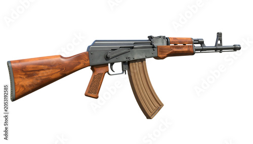 Realistic AKM Assault Rifle Wooden Furniture Transparent Background