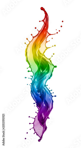 Rainbow Paint Splash Isolated Realistic Photo