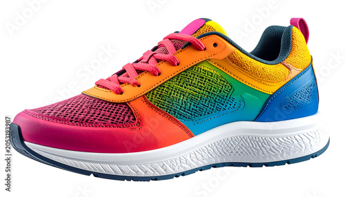 Rainbow Running Shoe Isolated Vibrant Colors Sportswear Athletic Footwear