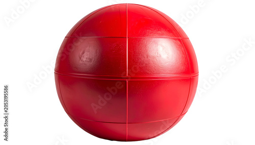 Realistic Red Ball Isolated On White Background Studio Lighting