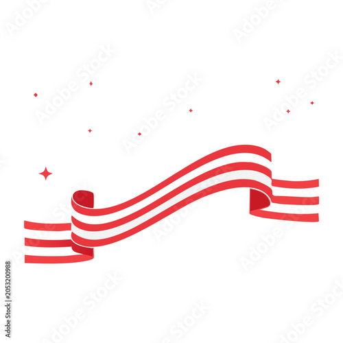 Minimalist red and white ribbon with stars