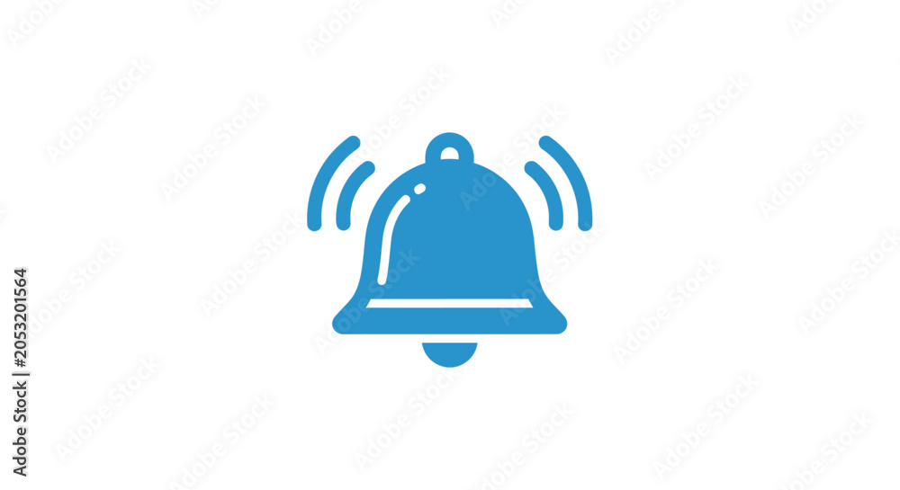 Foto Blue Bell Icon with Sound Waves.