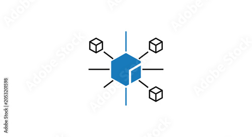 Photography Blue cube with smaller cubes connected.