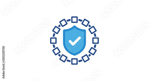 Canvas Print Blue shield with check mark icon.