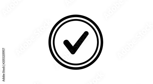 Canvas Print Black Checkmark in Circle Icon.