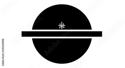 Konstfotografi Black circle with white symbol.